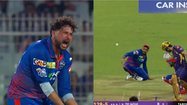 Kuldeep Yadav left furious as Abishek Porel misses sitter during hat-trick chanc